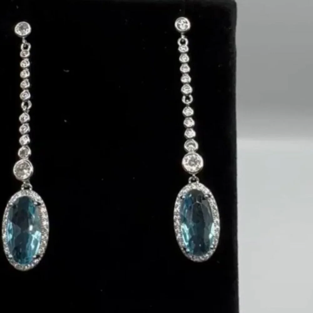 Blue Topaz Dangle Earrings - Picture 2 of 4